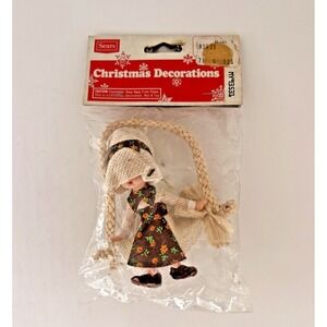 Vintage Sears Fabric Folk Girl Ornament Prairie / Holly Hobbie Style 93551